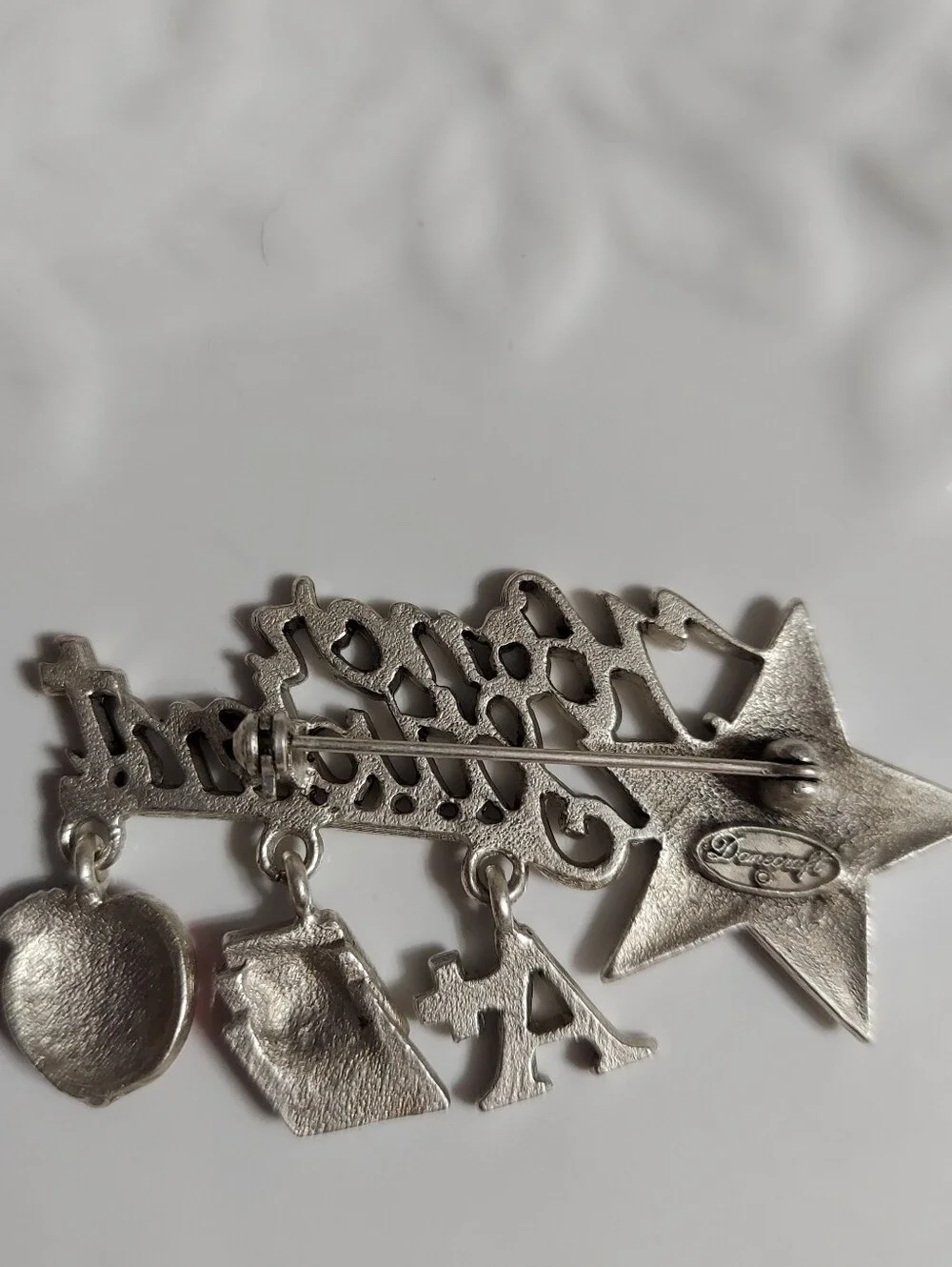 Vintage Danecraft Frosty Silver Tone/*My Kid Honor Student' Enamel Charm Brooch